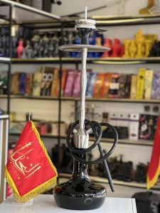 ست قلیان کرنو بدنه استیل شیشه مشکی مات کد KE100