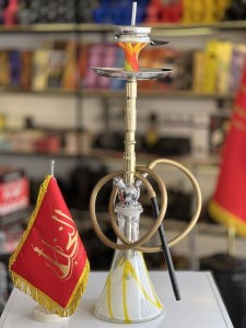 ست قلیان DH وارداتی بدنه طلایی شیشه ابروبادی دارای شلنگ و سری سیلیکونی ست قلیان DH وارداتی بدنه طلایی شیشه ابروبادی کد DH115