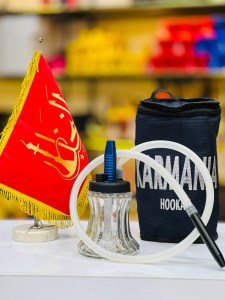 ست قلیان مسافرتی بدنه مشکی آبی شیشه شفاف کد MOS100