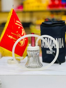 ست قلیان مسافرتی بدنه سفید صورتی شیشه شفاف کد MOS103