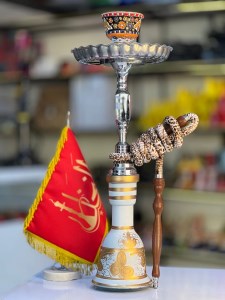 ست کامل قلیان برنجی آبکاری کد 1006