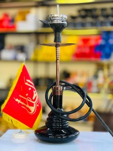 ست قلیان اسکای بدنه استیل رزگلد شیشه مشکی دارای شلنگ و سری سیلیکونی ست قلیان اسکای بدنه استیل رزگلد شیشه مشکی کد SK112
