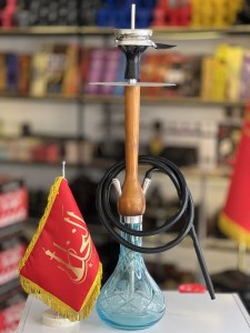 ست قلیان الجمیرا بدنه روکش چوب شیشه کریستال آبی دارای شلنگ و سری سیلیکونی ست قلیان الجمیرا بدنه روکش چوب شیشه کریستال آبی کد AL100
