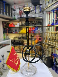 ست قلیان استارباز بدنه تمام سوپاپ مشکی طلایی شیشه ساده کد ST154