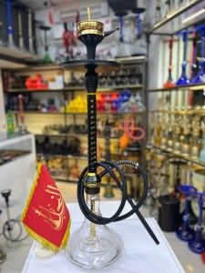 ست قلیان استارباز بدنه تمام سوپاپ مشکی طلایی شیره گیردار شیشه ساده کد ST155