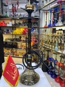 ست قلیان استارباز بدنه تمام سوپاپ مشکی طلایی شیشه شب تاب کد ST162