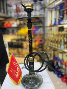 ست قلیان استارباز بدنه تمام سوپاپ مشکی طلایی شیشه شب تاب کد ST163