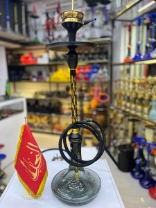 ست قلیان استارباز بدنه تمام سوپاپ مشکی طلایی شیشه شب تاب کد ST164