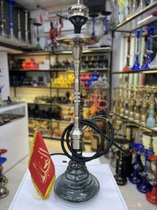 ست قلیان لاین کینگ بدنه نقره ای شیره گیردار شیشه شب تاب کد LA160