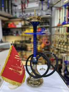 ست قلیان لاین کینگ مینی بدنه تمام سوپاپ آبی شیشه جیوه ای کد LA162