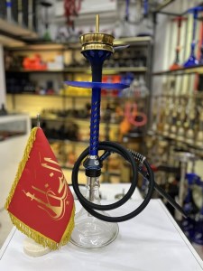 ست قلیان لاین کینگ مینی بدنه تمام سوپاپ آبی شیشه شفاف کد LA163