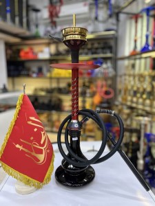 ست قلیان لاین کینگ مینی بدنه تمام سوپاپ قرمز شیشه مشکی براق کد LA164