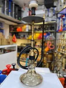 ست قلیان موسو بدنه طلایی مات شیشه عسلی MO107