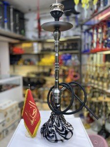 ست قلیان لاین کینگ بدنه استیل شیره گیردار شیشه ابروبادی کد LA168