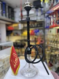 ست قلیان استارباز بدنه مشکی سوپاپ دور سینی شیشه ساده کد ST167