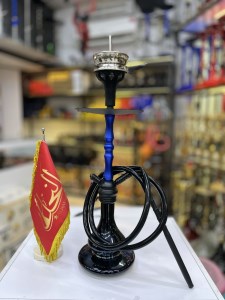 ست قلیان استارباز مینی بدنه آبی شیشه ساده مشکی دارای شلنگ و سری سیلیکونی ست قلیان استارباز مینی بدنه آبی شیشه ساده مشکی کد ST168