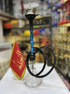 ست قلیان استارباز مینی بدنه آبی شیشه ساده دارای شلنگ و سری سیلیکونی ست قلیان استارباز مینی بدنه آبی شیشه ساده کد ST169
