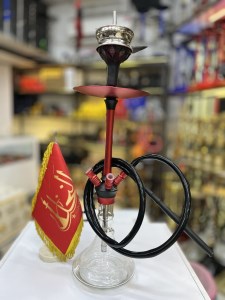 ست قلیان استارباز مینی چهارشلنگ بدنه قرمز مشکی شیشه ساده کد ST170