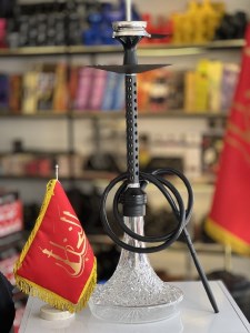 ست قلیان اسکای بدنه زنبوری مشکی شیشه شفاف دارای شلنگ و سری سیلیکونی ست قلیان اسکای بدنه زنبوری مشکی شیشه شفاف کد SK101