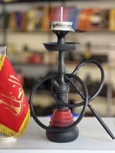 ست قلیان سزار بدنه شمش استیل مشکی مات شیشه ابروبادی کد SE101