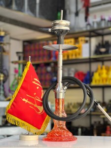 ست قلیان لاین کینگ بدنه استیل دو حالته شیشه ابروبادی قرمز کد lLA171