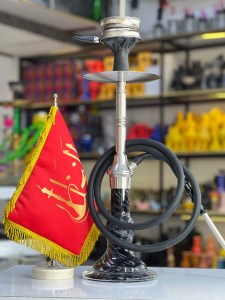 ست قلیان لاین کینگ بدنه استیل دو حالته شیشه ابروبادی مشکی کد lLA172