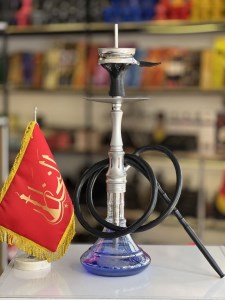 ست قلیان سزار بدنه شمش سوپاپ دار شیشه شفاف آبی کد SE107