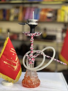 ست قلیان DH بدنه ارتشی صورتی شیشه ابروبادی کد DH126