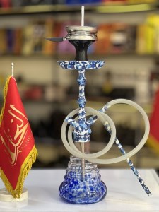 ست قلیان DH بدنه ارتشی آبی شیشه ابروبادی کد DH127