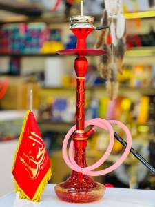 ست قلیان مینی استار باز بدنه تمام سوپاپ قرمز شیره گیر دار شیشه شب تاب قرمز کد ST197