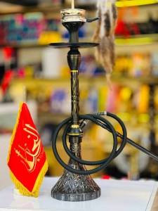 ست قلیان مینی استار باز بدنه مشکی تمام سوپاپ شیره گیر دار شیشه کریستال مشکی کد ST199