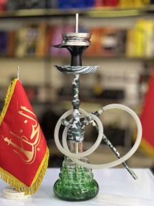 ست قلیان DH بدنه ارتشی سبز شیشه ابروبادی کد DH128