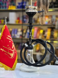 ست قلیان مینی پورش دیزاین بدنه مشکی سفید شیشه شفاف ته شیری دارای شلنگ و سری سیلیکونی ست قلیان مینی پورش دیزاین بدنه مشکی سفید شیشه شفاف ته شیری کد P105