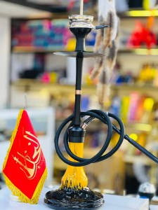 ست قلیان پورش دیزاین بدنه مشکی سوپاپ مخفی شیشه مشکی نارنجی کد P111