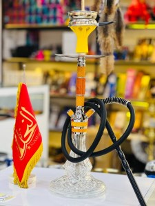 ست قلیان مینی یوتو بدنه رزین نارنجی شیشه کریستال کد YT106