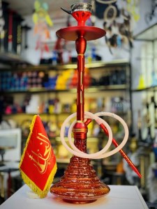 ست قلیان استارباز بدنه قرمز شیره گیر دار تمام سوپاپ شیشه شب تاب قرمز کد ST203