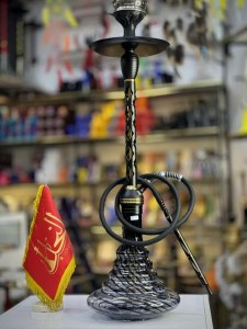 ست قلیان استارباز بدنه مشکی طلایی تمام سوپاپ شیره گیر دار شیشه ابرو بادی کد ST209