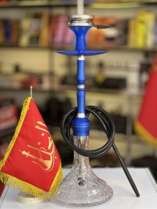 ست قلیان DH بدنه آبی شیشه شفاف کد DH133