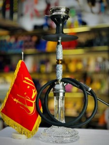 ست قلیان مینی دی اچ بدنه رزین خاکستری شیشه کریستال شفاف کد DH158