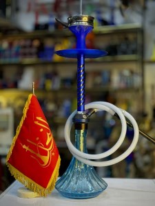 ست قلیان مینی لاین کینگ بدنه سوپاپ دار شیشه آبی کد LA182