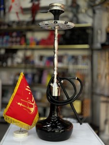 ست قلیان کرنو بدنه نقره ای شیشه مشکی براق کد KE128