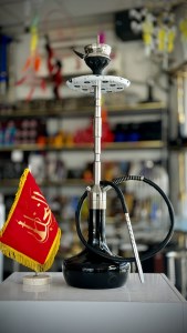 ست قلیان کرنو بدنه نقره ای شیشه مشکی براق کد KE129