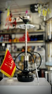 ست قلیان کرنو بدنه نقره ای شیشه مشکی براق کد KE130