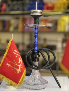ست قلیان یوتو بدنه آبی شیشه شفاف دارای شلنگ و سری سیلیکونی ست قلیان یوتو بدنه آبی شیشه شفاف کد YT105