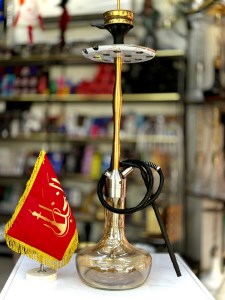 ست قلیان کرنو بدنه طلایی مات نقره ای شیشه عسلی کد KE133