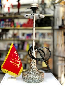 ست قلیان کرنو بدنه نقره ای شیشه آیس عسلی کد KE137