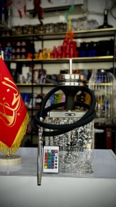 ست قلیان SHISHABUCKS بدنه پلکسی نقره ای چراغ دار کد SH106