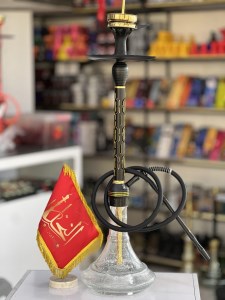 ست قلیان استارباز بدنه تمام سوپاپ استیل مشکی طلایی شیره گیر دار شیشه شفاف شب تاب کد ST227