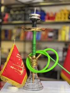 ست قلیان میا بدنه استیل سبز شیشه شفاف کد ME101