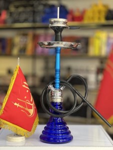 ست قلیان میا بدنه استیل آبی شیشه آبی کد ME102